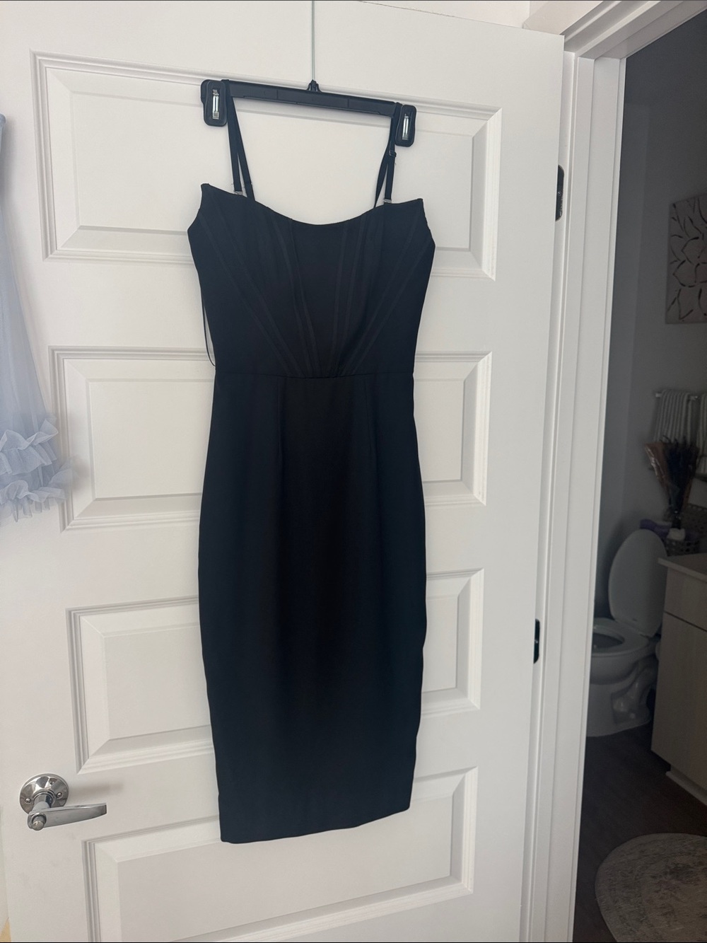 Dress the Population Corset Black Strappy Midi Dress